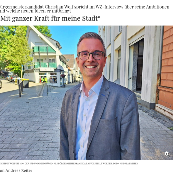 "Mit ganzer Kraft für meine Stadt" - Artikel aus der WZ